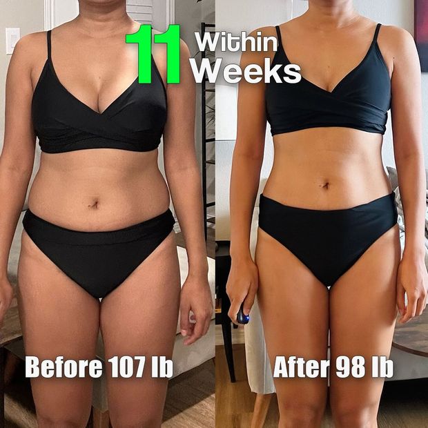 Client before and after: 9 lb lost in 11 weeks